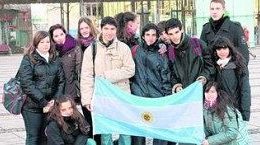 Gruppenbild auf dem Augustusplatz: Gastsch?ler aus Argentinien lernen Leipzig kennen. Foto: privat